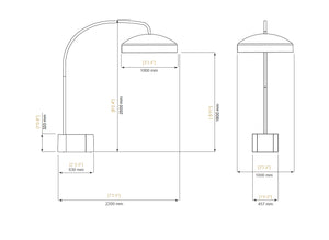 HEATSAIL DISC FS frittstående gulvmontering – elegant varmelampe for uteplass og pergola