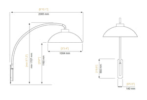 HEATSAIL DOME BB Silk veggmontert terrassevarmer med integrert lys